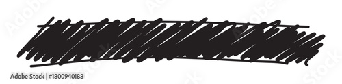 A hand-drawn black marker scribble creating a rough, hatched texture banner, perfect for redaction or emphasis, isolated on a clean white background for easy editing