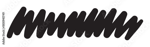 A hand-drawn black scribble made with a thick marker, an abstract doodle or squiggle element for highlighting or underlining, isolated on a clean white background