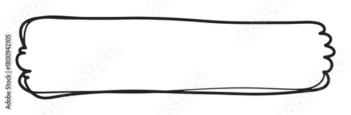 A hand-drawn rectangular frame with a thick black outline and decorative edges, created in a simple doodle style and isolated on a clean white background for design projects