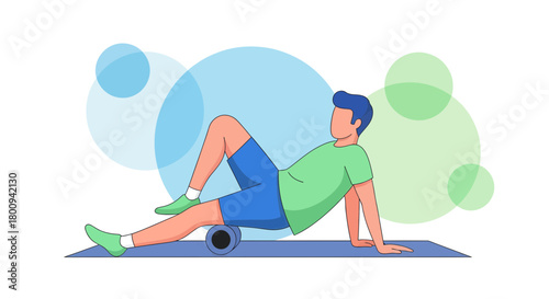 Athlete Performing Self-Myofascial Release With Foam Roller For Muscle Recovery And Wellbeing