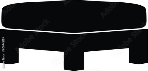Simple black silhouette of a modern square ottoman footstool