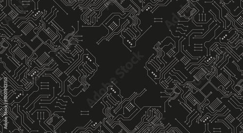 White circuit diagram on Black background. stock illustration. 