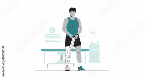 Athlete Standing After An Injury Applying Bandage Indicating Physical Healing Process