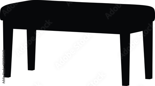 Simple black piano bench with four tapered legs