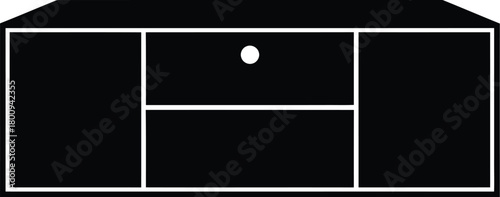 Simple black and white illustration of Bedroom drawer furniture