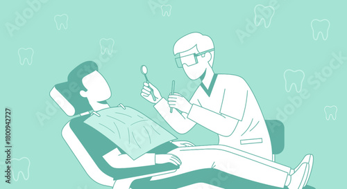 Dental Examination: Illustration of Dentist Checking Patient's Teeth in a Gentle Manner