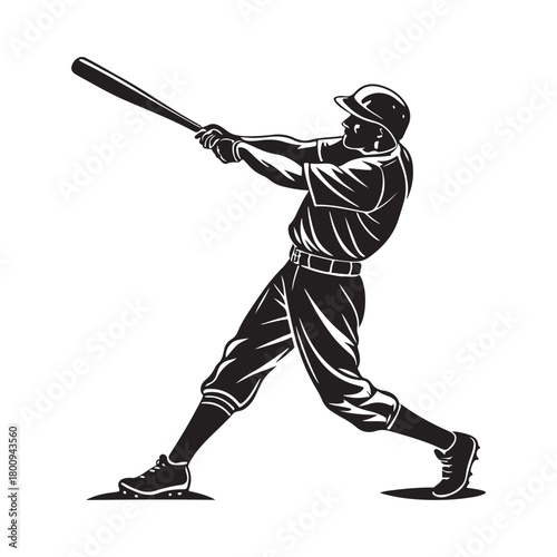 Baseball batter swinging bat Vector