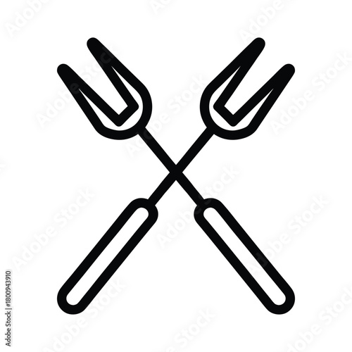 Salad Tongs Outline Vector Illustration