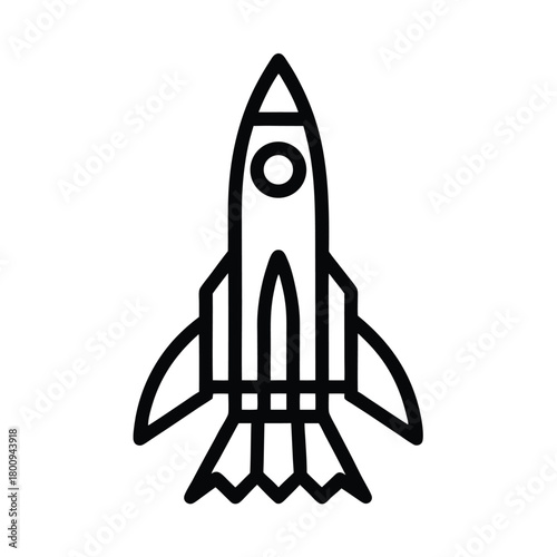 Rocket Launch Outline Vector Illustration
