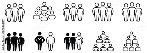 Dynamic people icons perfect for representing team collaboration, organizational structure, or community engagement in business presentations, websites, and infographics for a modern, professional loo