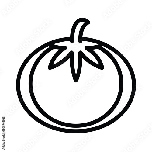 Tomato Outlined In Bold Vector Illustration
