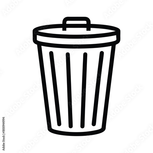 Trash Bin Outlined Icon Vector Illustration