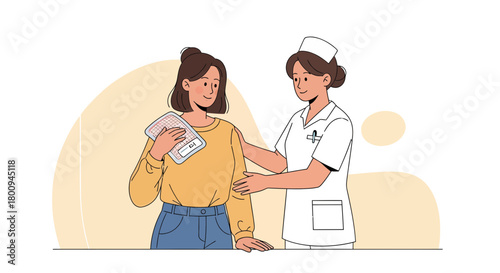 Medical Professional Gently Guides Patient During Treatment, Providing Compassionate Support