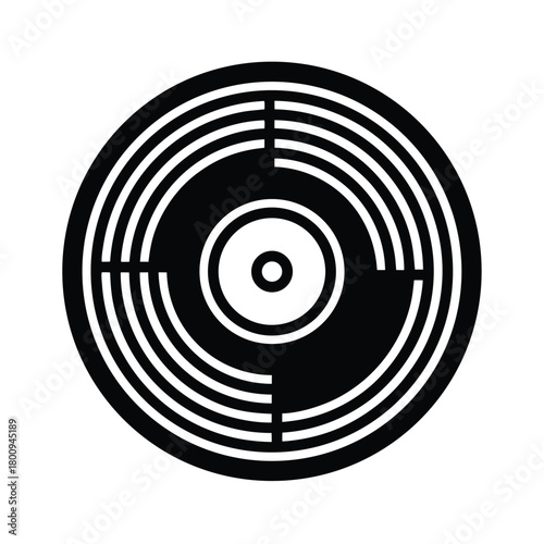 Vinyl Record Outline Vector Illustration