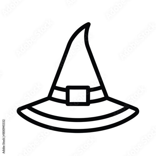 Witch Hat Outlined Icon Vector Illustration