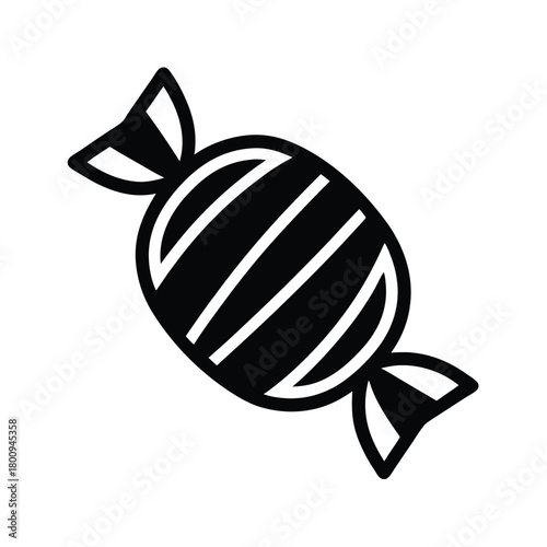 Wrapped Sweet Outline Vector Illustration