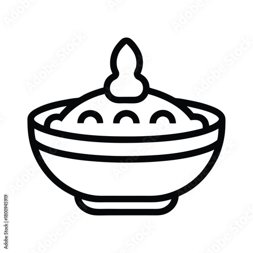 Curry Dish Outlined Icon Vector Illustration