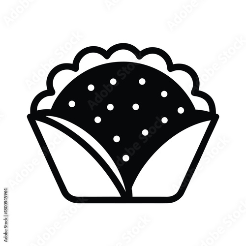 Falafel In Pita Outline Vector Illustration