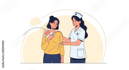 Medical Professional Administering Treatment With A Patient During Procedure Illustration