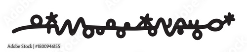 An abstract black and white vector illustration of a playful, hand-drawn calligraphic signature or graffiti tag with loops, stars, and wavy lines isolated on a white background