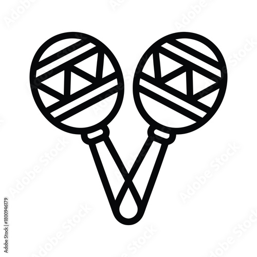 Maracas Outlined In Bold Vector Illustration