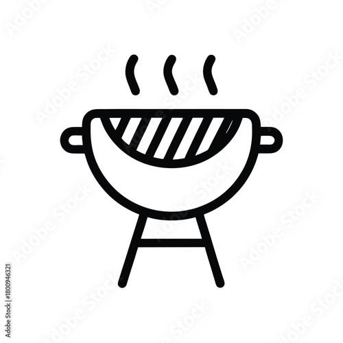 Ribs On Grill Outline Vector Illustration