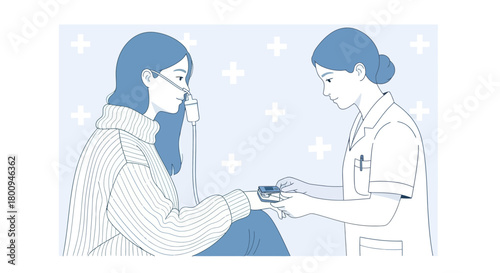 Medical Professional Checking Patient's Oxygen Saturation Level Using a Pulse Oximeter