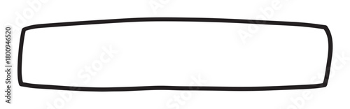Simple graphic illustration of a black rectangular border with an organic, uneven outline and rounded corners, creating a minimalist frame on a plain white background