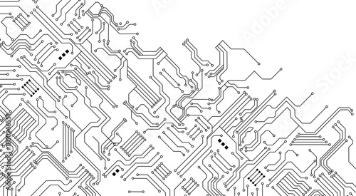 Abstract digital background with technology circuit board texture. Electronic motherboard illustration. Seamless digital technology background with white backdrop.