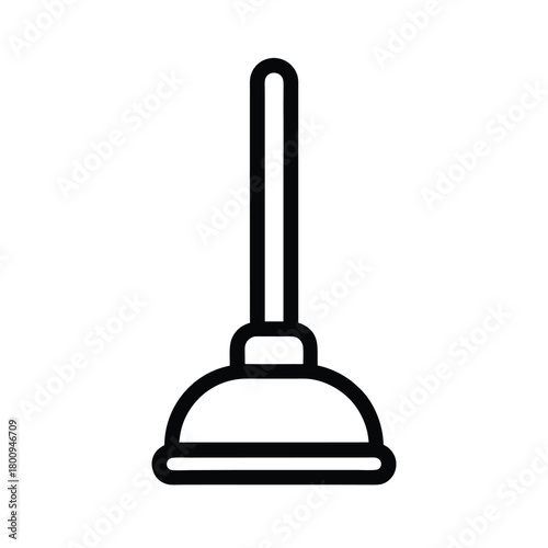 Plunger Outlined In Bold Vector Illustration