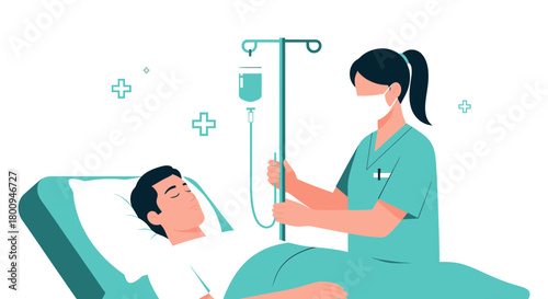 Medical Professional Providing Intravenous Treatment To A Patient In A Hospital Setting