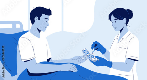 Medical Professional Testing Patient's Blood With Glucometer In A Hospital Setting