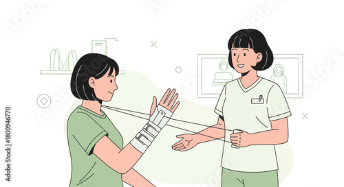 Medical Rehabilitation Treatment, Hand Therapy Session, and Supportive Physiotherapy