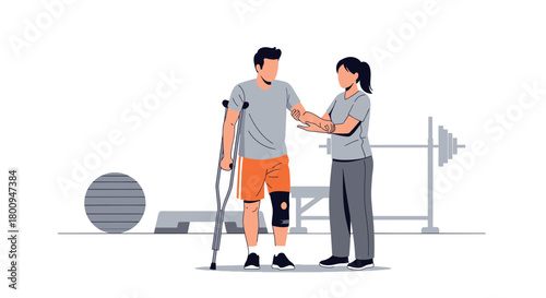 Patient Undergoing Physical Therapy And Treatment For Sports Injuries In A Clinic Setting