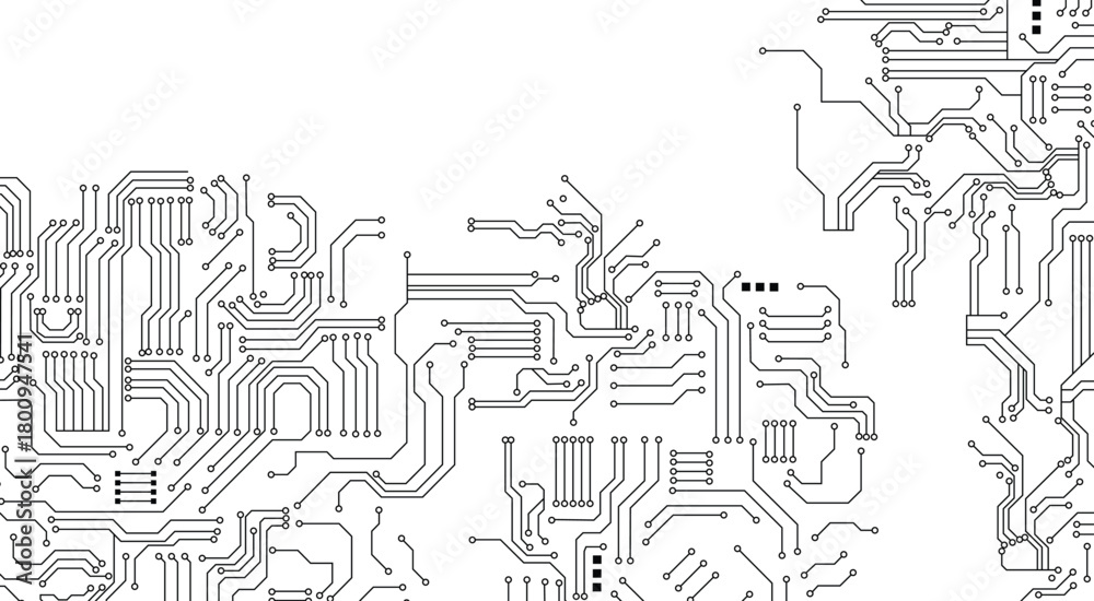Obraz premium Abstract Technology Background , circuit board pattern. Seamless digital technology background with white backdrop.