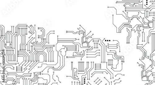 Abstract Technology Background , circuit board pattern. Seamless digital technology background with white backdrop.