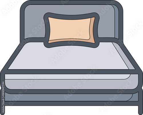 Vector graphic of a classic bed with a sturdy headboard and soft pillow suitable for any bedroom