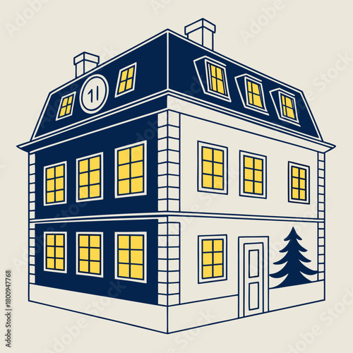 Classic European Residential Building Illustration