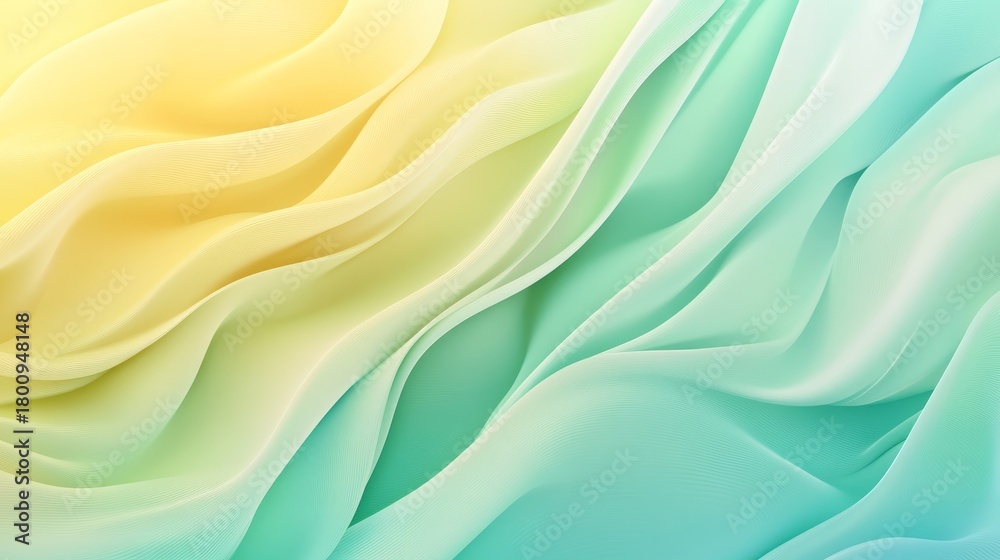 Obraz premium 78.A colorful abstract background featuring twisting liquid lines in shades of green and yellow, flowing in a fluid, wave-like motion. The 3D effect adds depth, making the motion appear more