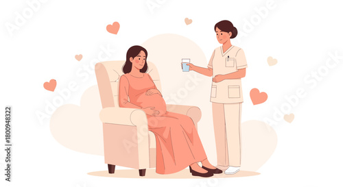 Supporting Maternal Wellness: A Gentle Scene Depicting Care and Pregnancy