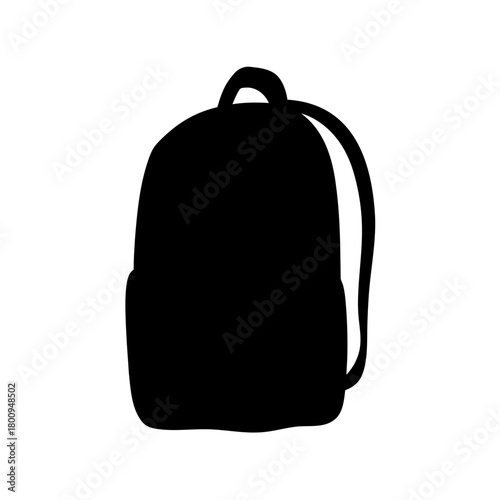 Simple black backpack silhouette icon for school travel and everyday use
