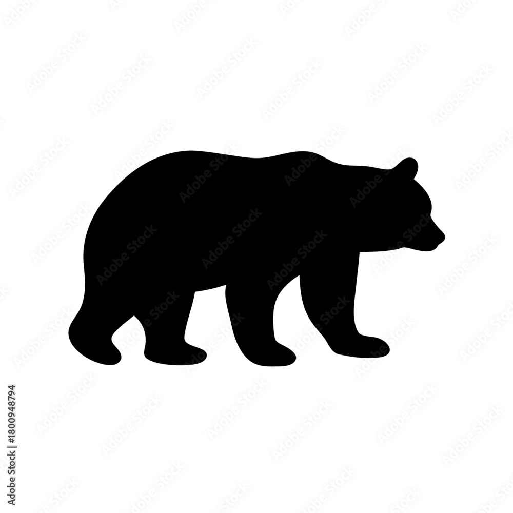Fototapeta premium Black bear silhouette symbol warning sign nature wildlife animal icon graphic