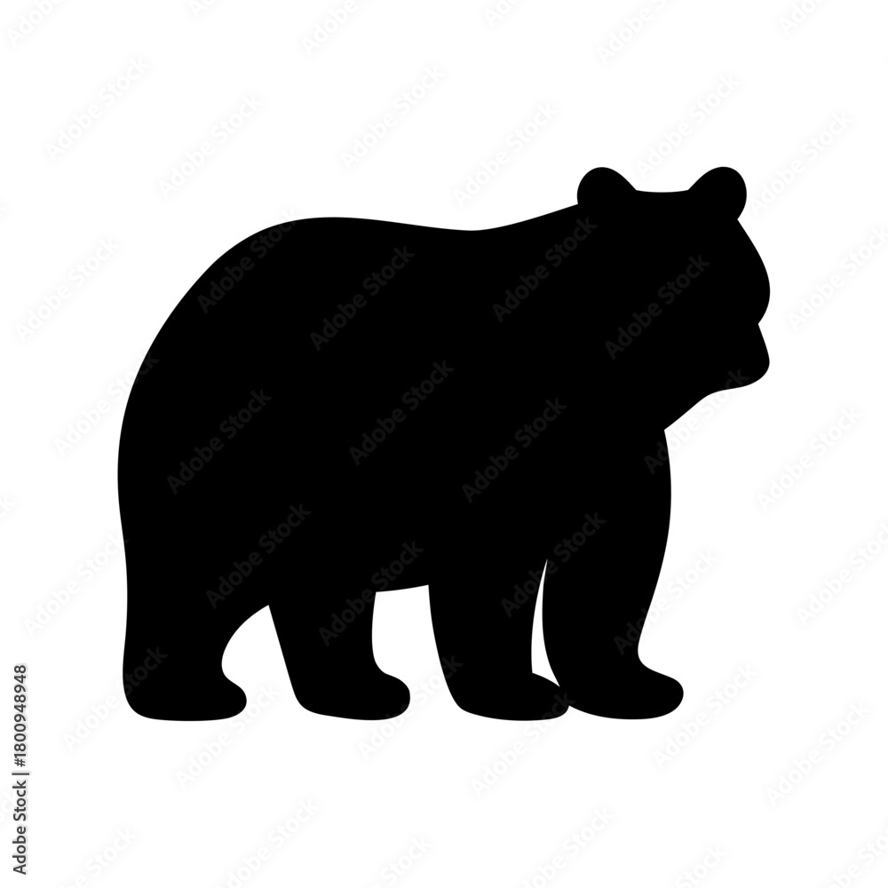 Fototapeta premium Black silhouette of a bear symbolizing wildlife warning and natural environment