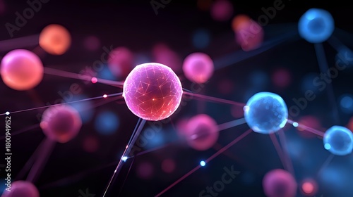 Abstract network connection with glowing nodes a futuristic technology concept for science and communication rendered with depth of field