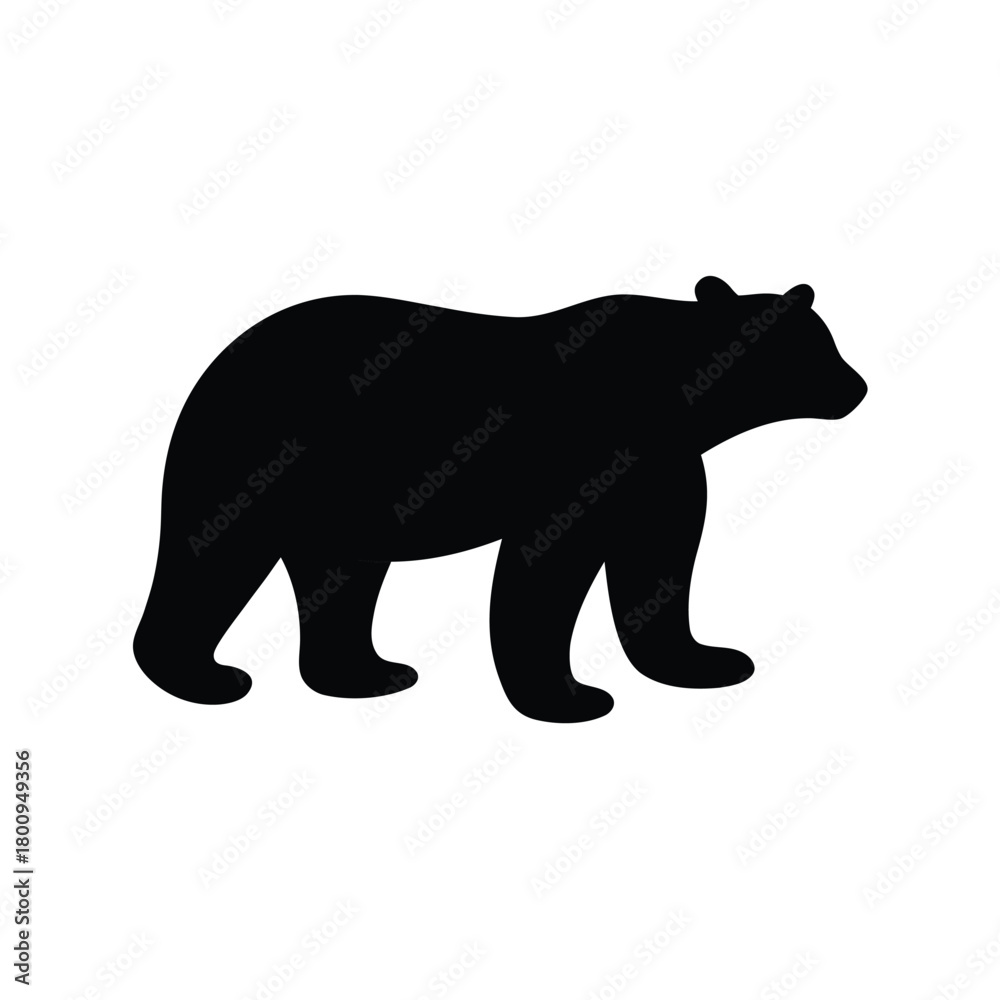 Fototapeta premium Black silhouette of a bear warning sign graphic for wildlife safety awareness