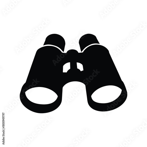 Iconic silhouette of binoculars for observation and exploration applications