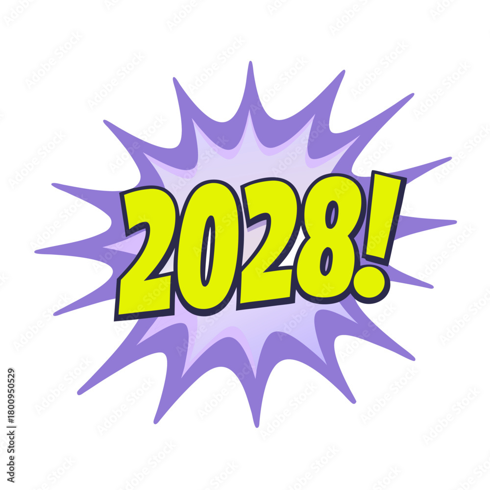 Fototapeta premium 2028 comic burst pop art vector year future