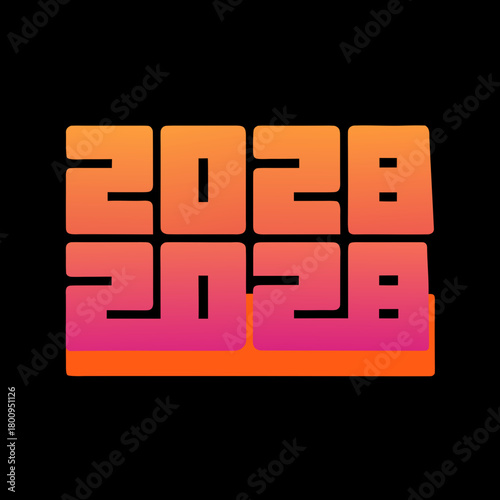 2028 Year Number Retro Pixel Art Gradient vector
