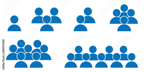 Set of people icon representing group size. Group of people or group of users collection.
