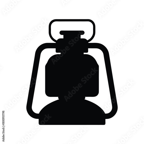 Silhouette of a vintage camping lantern ready for outdoor adventures and exploration
